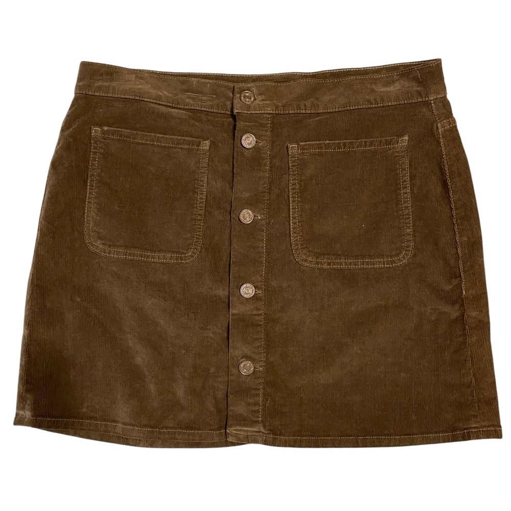 MOTHER Brown Corduroy Button-Front Mini Skirt